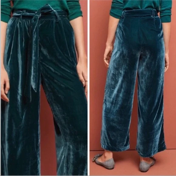 🆕NWT Anthropologie Velvet Wide Leg Trousers